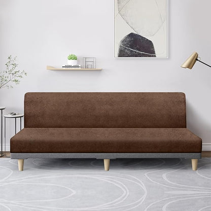 molasofa Leather Like Stretch Futon Slipcover Armless Futon Bed Sofa Cover - Image 3