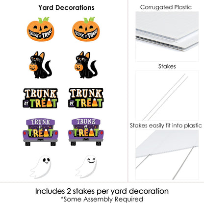 Big Dot of Happiness Trunk or Treat - Cat Pumpkin Trunk Lawn Decorations - Outdoor Halloween Car Parade Party Yard Decorations - 10 Piece