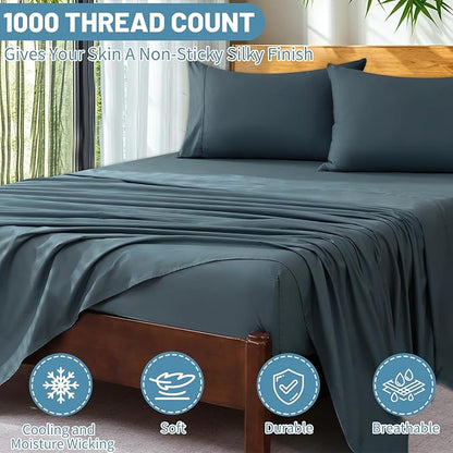 Extra Deep Pocket King Sheets 18-24 Inch 100% Egyptian Cotton 1000 Thread Count - Image 3