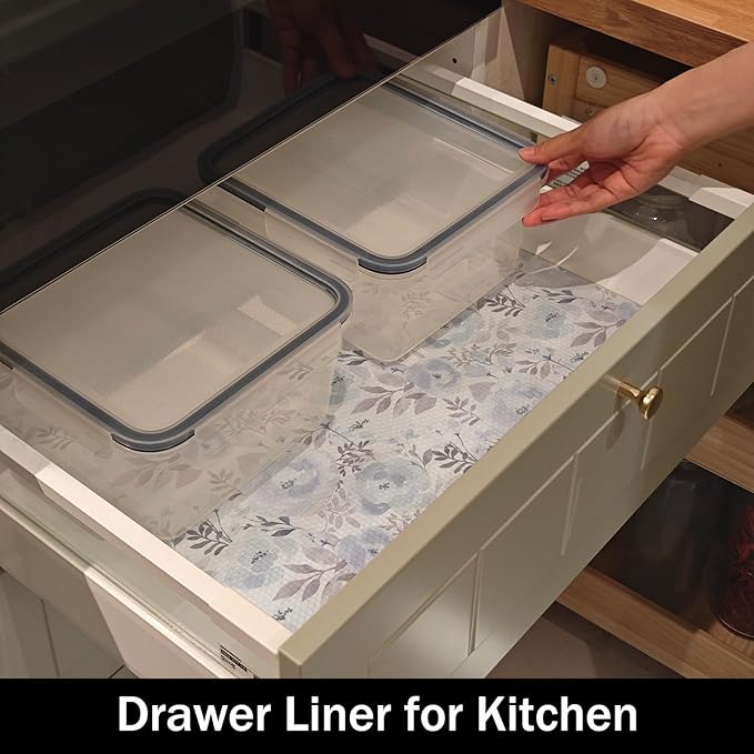 Blue Floral Shelf and Drawer Liner - Image 7