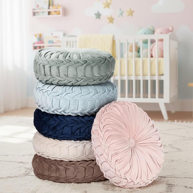 Yerliker 6 Pcs Floor Pillow Cushions 15inch Round Velvet Throw Pillows Colorful by Yerliker