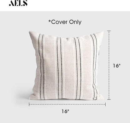 AELS 16x16 Decorative Farmhouse Linen Throw Pillow Covers, Boho Textured Pillow - Image 2