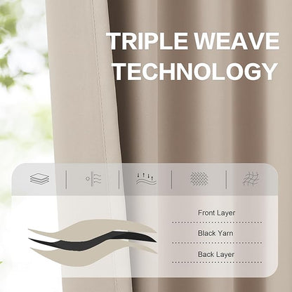 DUALIFE Warm Taupe Back Tab Curtains 84 Inches Long 2 Panels, Pinch Pleated - Image 4