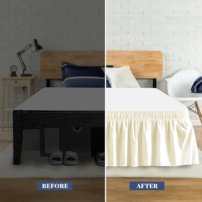 Queen Bed Skirt, Elastic Wrap Around Bed Skirt Queen Size, Bed Skirts - Image 3