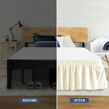 Queen Bed Skirt, Elastic Wrap Around Bed Skirt Queen Size, Bed Skirts - Image 3