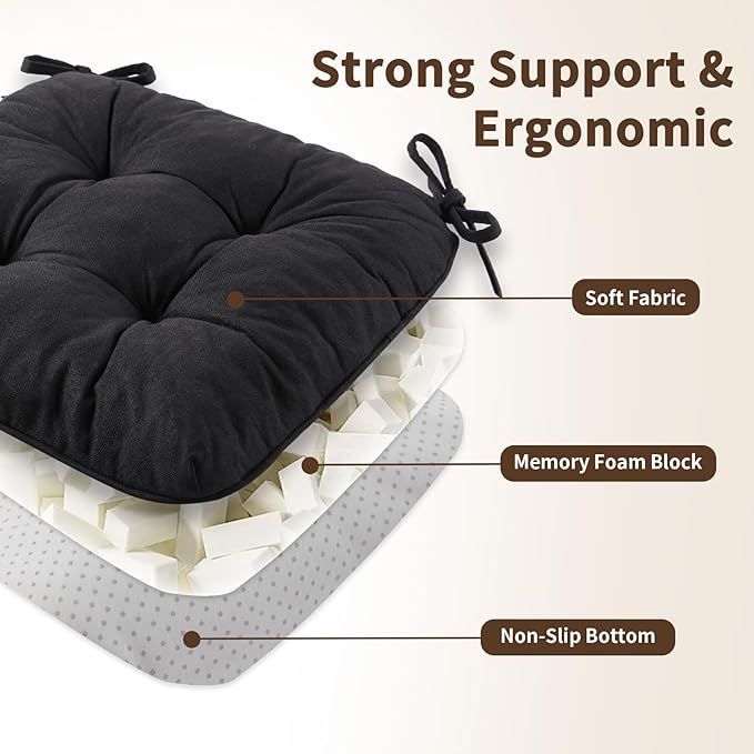 Chair Cushions for Dining Chairs, Tufted Foam Kitchen Chair, Non-Slip Seat - Image 4
