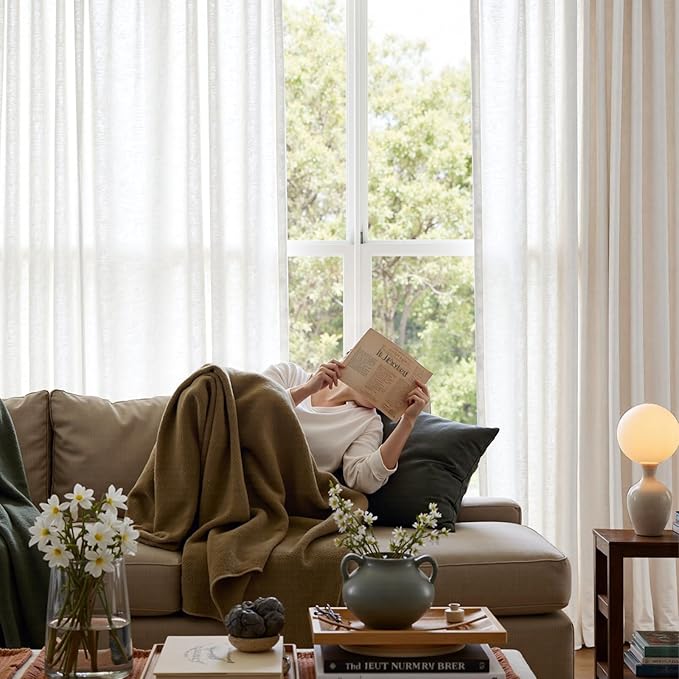 jinchan Linen Blend Curtain 90 inch Length 1 Panel - Image 4