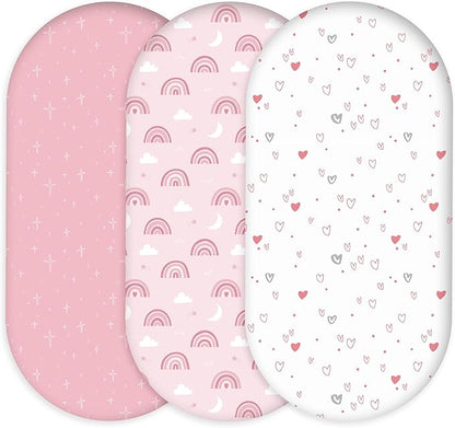 Bassinet Sheets for Baby Girl 32 * 16, 3 Pack Soft Breathable Baby Bassinet by CivaruaKids