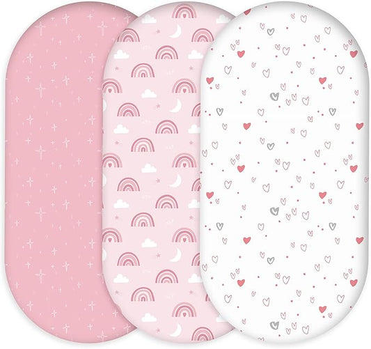 Bassinet Sheets for Baby Girl 32 * 16, 3 Pack Soft Breathable Baby Bassinet by CivaruaKids