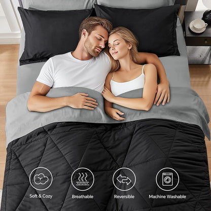 bedelite full comforter set 7 pieces, reversible black, side view