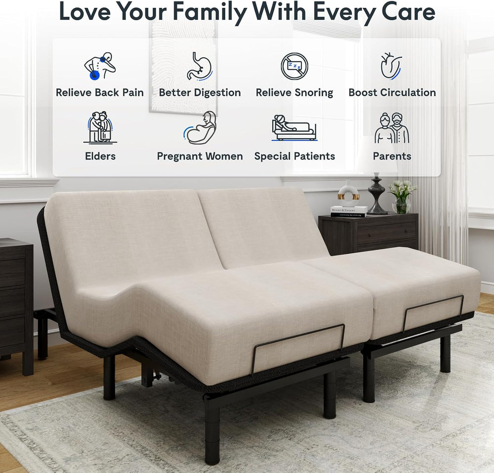 FLEXISPOT Split King Adjustable Bed Frame Base, Quiet Motor & Easy Assembly