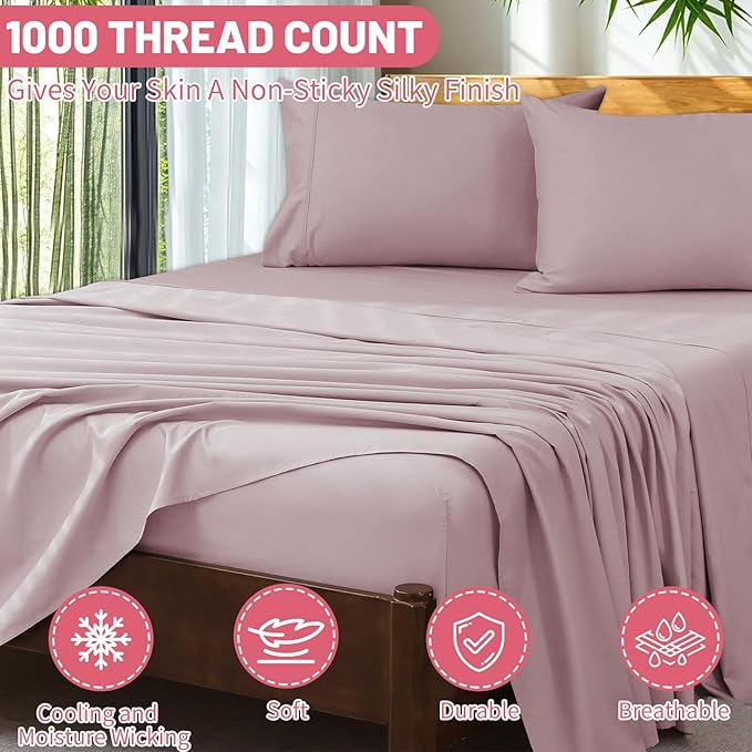 Extra Deep Pocket California King Sheets 18-24 Inch 100% Egyptian Cotton 1000 - Image 3