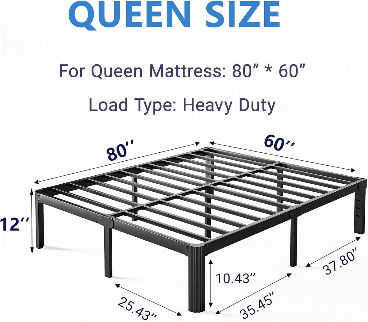 12 inch high platform queen bed frame no shown in use