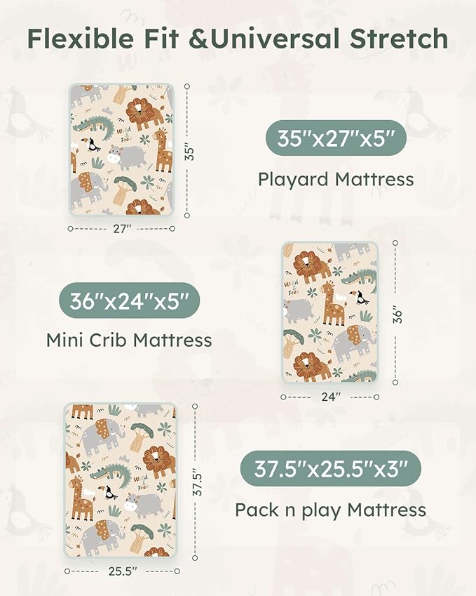 Pack and Play Sheets Fitted 3 Pack, Mini Crib Sheets - Image 3