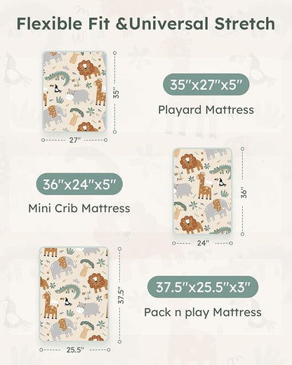 Pack and Play Sheets Fitted 3 Pack, Mini Crib Sheets - Image 3