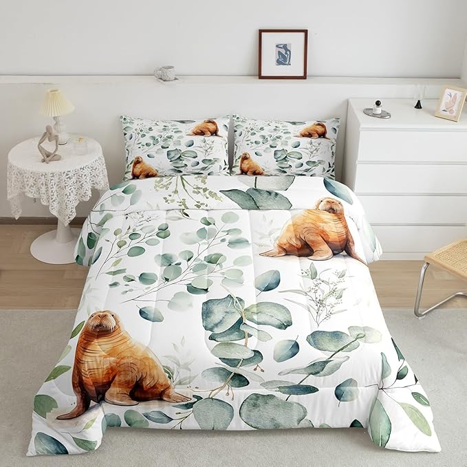 Erosebridal Cartoon Seal Full Size Comforter Set Toddler Ocean Wildlife Bedding - Image 2
