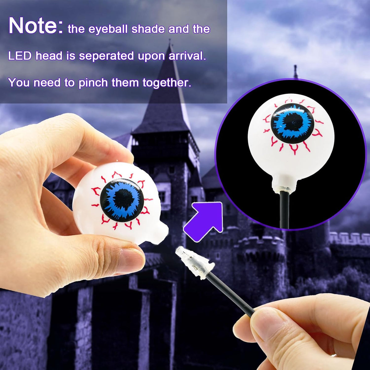 Solar Eyeball Lights for Halloween 32 Purple LED Swaying Firefly Lights Waterproof Outdoor Stake Lights for Yard Garden Lawn Patio 4 Pack