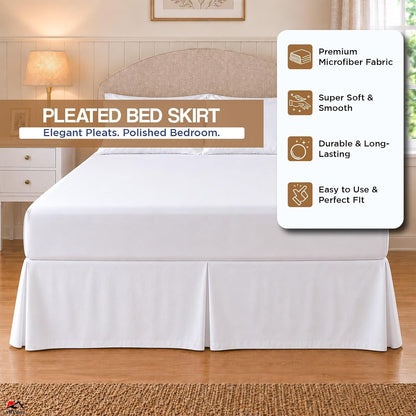 arlinen pleated full bed skirt with split corners shown in use