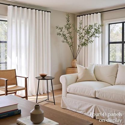 jinchan Linen Curtains 50W x 108L Inch Off White - Image 2