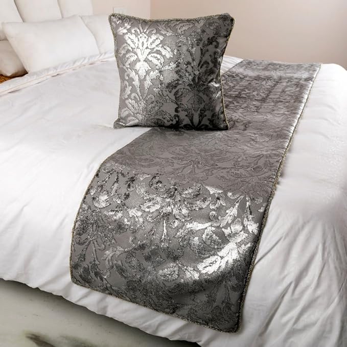 The HomeCentric Silver Bed Runner, Full Size 68"x18" Decorative Bed Runner - Image 4