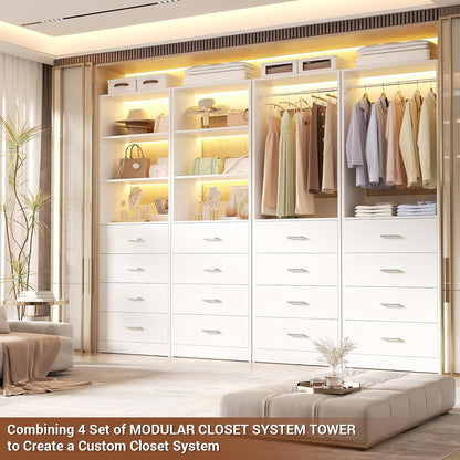 aheaplus closet drawers system, 21.3" wood closet organizer showing dimensions