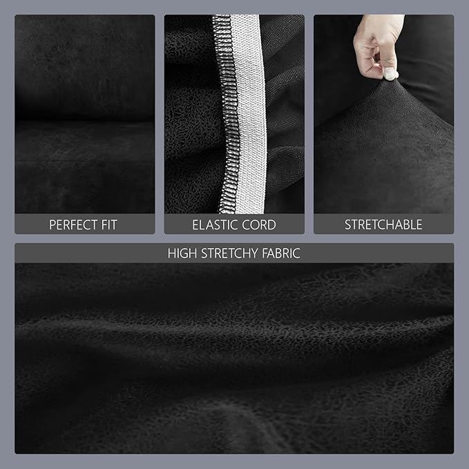 molasofa Leather Like Stretch Futon Slipcover Armless Futon Bed Sofa Cover - Image 4