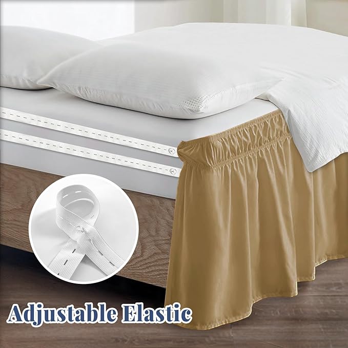 Queen Bed Skirt, Elastic Wrap Around Bed Skirt Queen Size, Bed Skirts - Image 4
