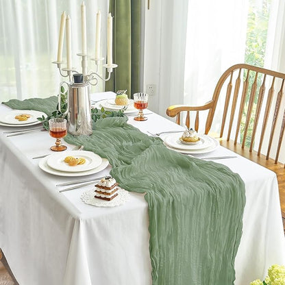 IVAPUPU 6 Pcs Cheesecloth Table Runner - 10ft Sage Green Boho Gauze Cheese - Image 8