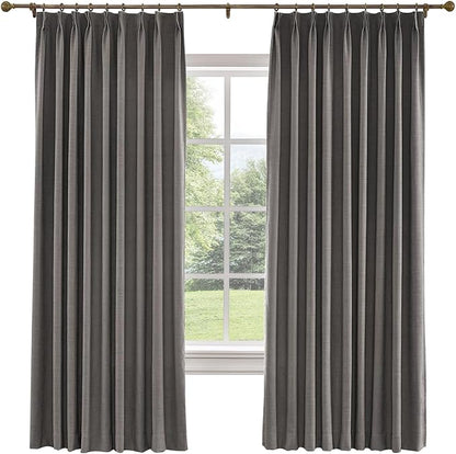 TWOPAGES 36 W x 108 L inch Pinch Pleated Curtain Room Darkening Linen Drapery by TWOPAGES