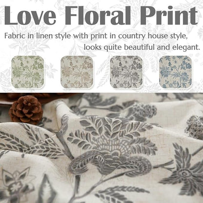 jinchan Floral Linen Tier Curtains 24 Inch Farmhouse Cafe Curtains Rod Pocket - Image 5