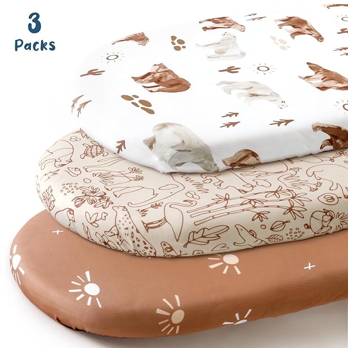 GRSSDER Stretchy Ultra Soft Bassinet Sheet 3 Pack, Universal Fit - Image 2