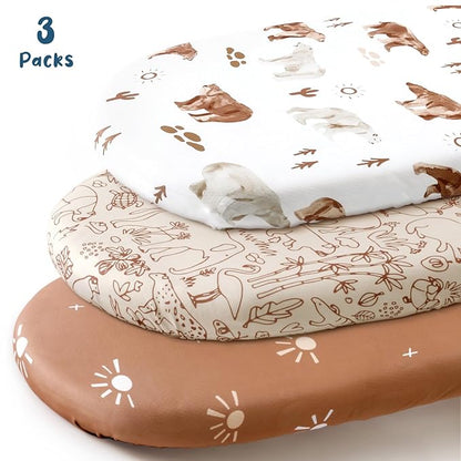 GRSSDER Stretchy Ultra Soft Bassinet Sheet 3 Pack, Universal Fit - Image 2