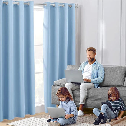 HOMEIDEAS Baby Blue Blackout Curtains 52 X 84 Inch Bedroom Curtains 2 Panels - Image 7