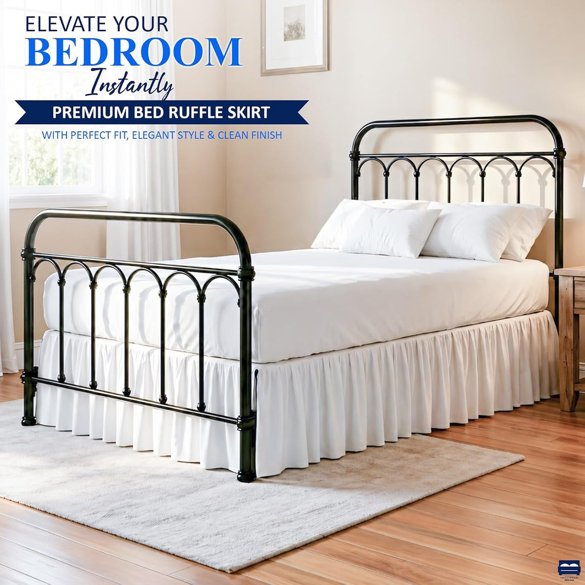 ruffled bed skirt full size 18 inch drop shown in use