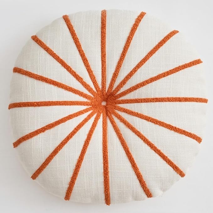 S_SSOY Round Pumpkin Throw Pillows 16", Colorful Striped Cushions Floor Pillows - Image 2