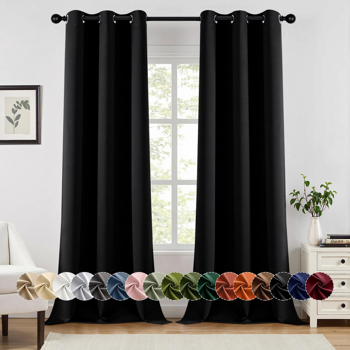 miulee blackout curtains for bedroom 2 panels 40, main product view