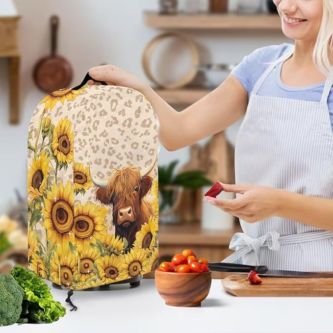 Leopard Cow Sunflower Blender Cover Stand Mixer Covers Anti Fingerprint Dust - Image 2
