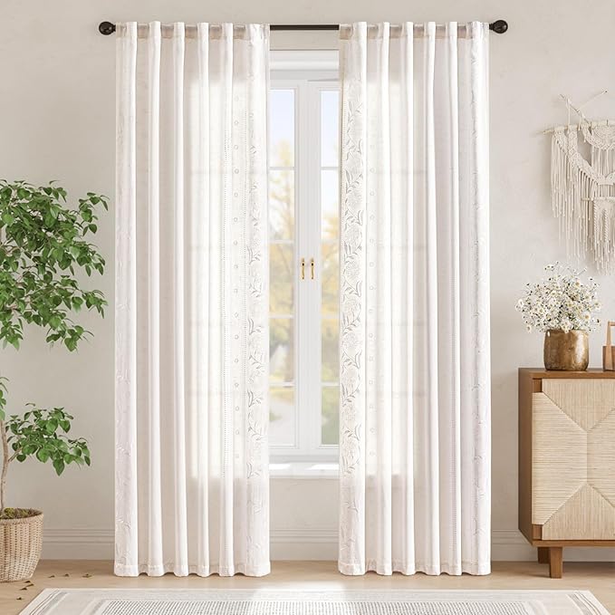jinchan Winslow White Linen Curtains - Image 3