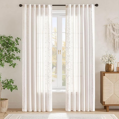 jinchan Winslow White Linen Curtains - Image 3