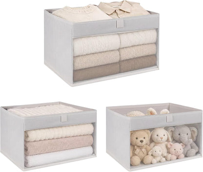 wuike closet storage bins with clear window, beige, main product view