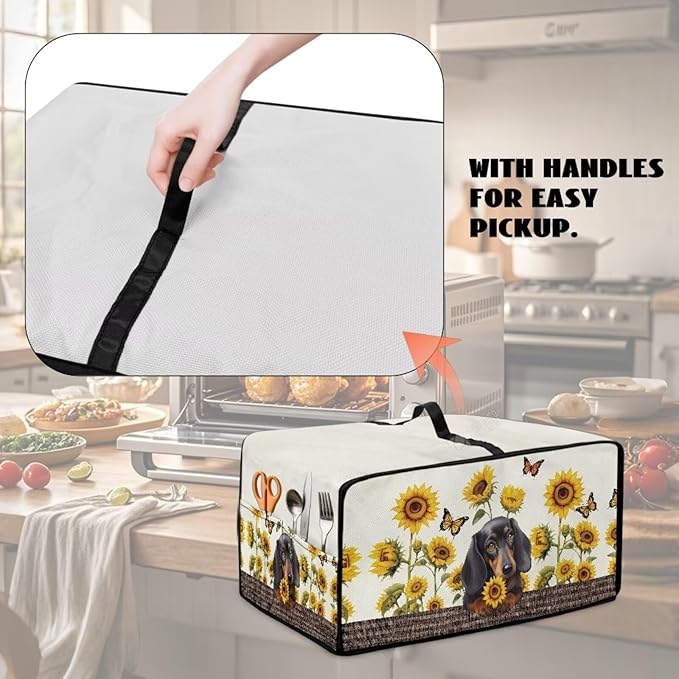 Dachshund Dog Sunflower Butterfly Print Microwave Oven Dust Cover Dustproof - Image 5