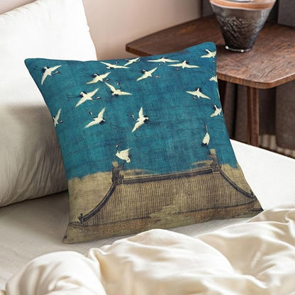 Blue Vintage Chinoiserie Bird Throw Pillow Covers 18x18 Inch Set of 2 Farmhouse - Image 2