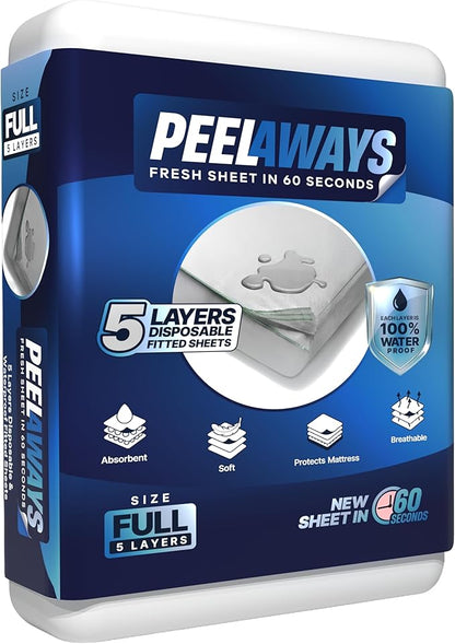 Peelaways Waterproof Disposable Bed Sheets – As Seen On Shark Tank | 5-Layer by PEELAWAYS
