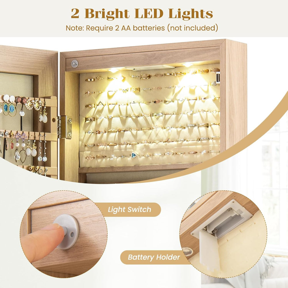 GIANTEX Wall or Door Mounted Jewelry Armoire with Full Length Mirror, 47.5"