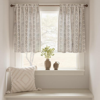 jinchan Boho Kitchen Curtains Linen Tier Curtains Bohemian Cafe Small Drapes - Image 4