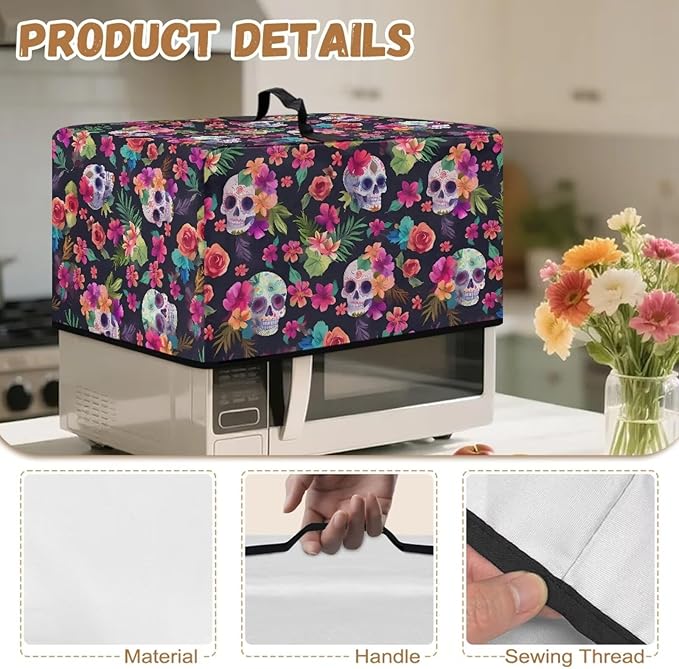 Microwave Oven Cover, Halloween Skull Heat-Resistant Polyester Machine - Image 7