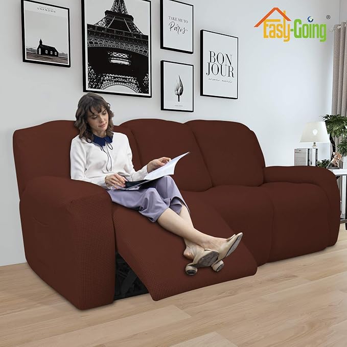 Easy-Going 8 Pieces Recliner Sofa Stretch Sofa Slipcover Sofa Cover Furniture - Image 2