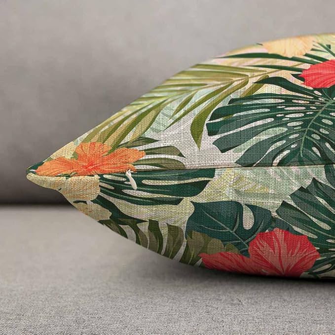 TKS MITLAN Hibiscus Flowers Pillow Cover 12x20 inch Summer Colorful Hawaiian - Image 5