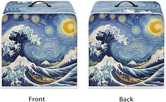 Starry Night Great Wave Print Coffee Maker Covers - Image 2