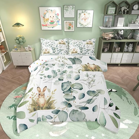 Erosebridal Girls Kawaii Animal Queen Size Comforter Set Cute Rabbit Bedding Set by Erosebridal